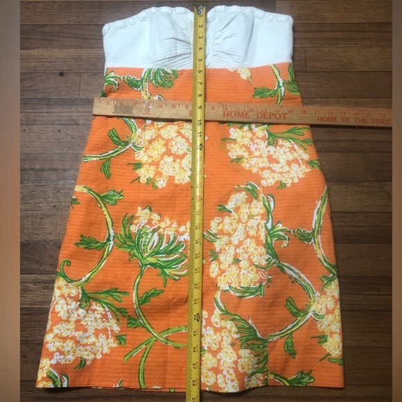 Lilly Pulitzer White Strapless Dress with Orange Floral Skirt - Picture 5 of 8
